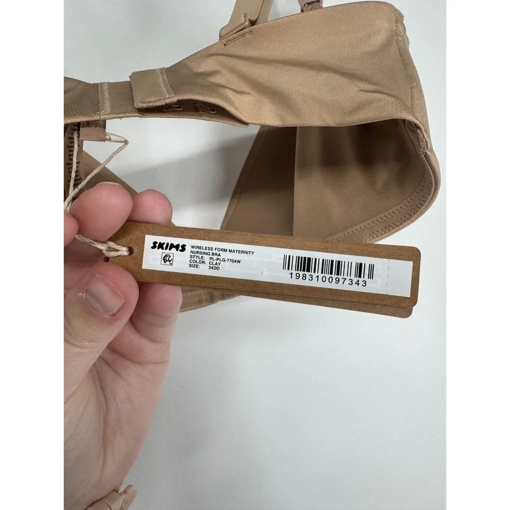 SKIMS Wireless Form Maternity Nursing Bra Womens Size 34DD Clay Tan Padded Beige